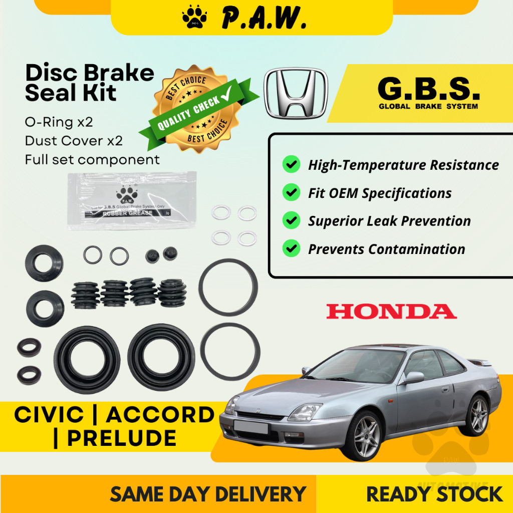 GBS Disc Brake Seal Kit For Honda Civic EP/ET/FD/Type R, Accord SV4/SDA, Prelude BB (Rear)(Full Set)