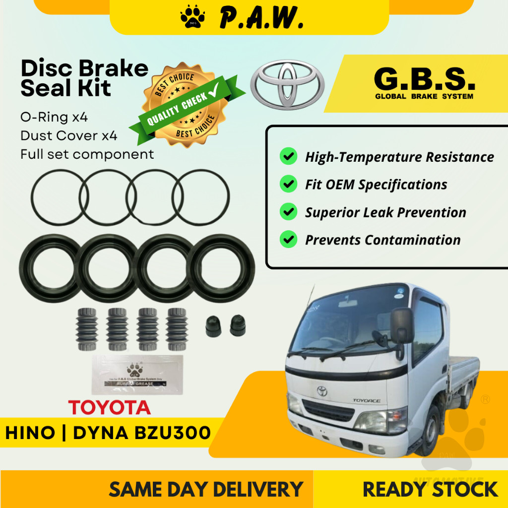 GBS Disc Brake Seal Kit For HINO XZU306/307/308/347/407/419, TOYOTA DYNA BZU300 (Rear) (Full Set)