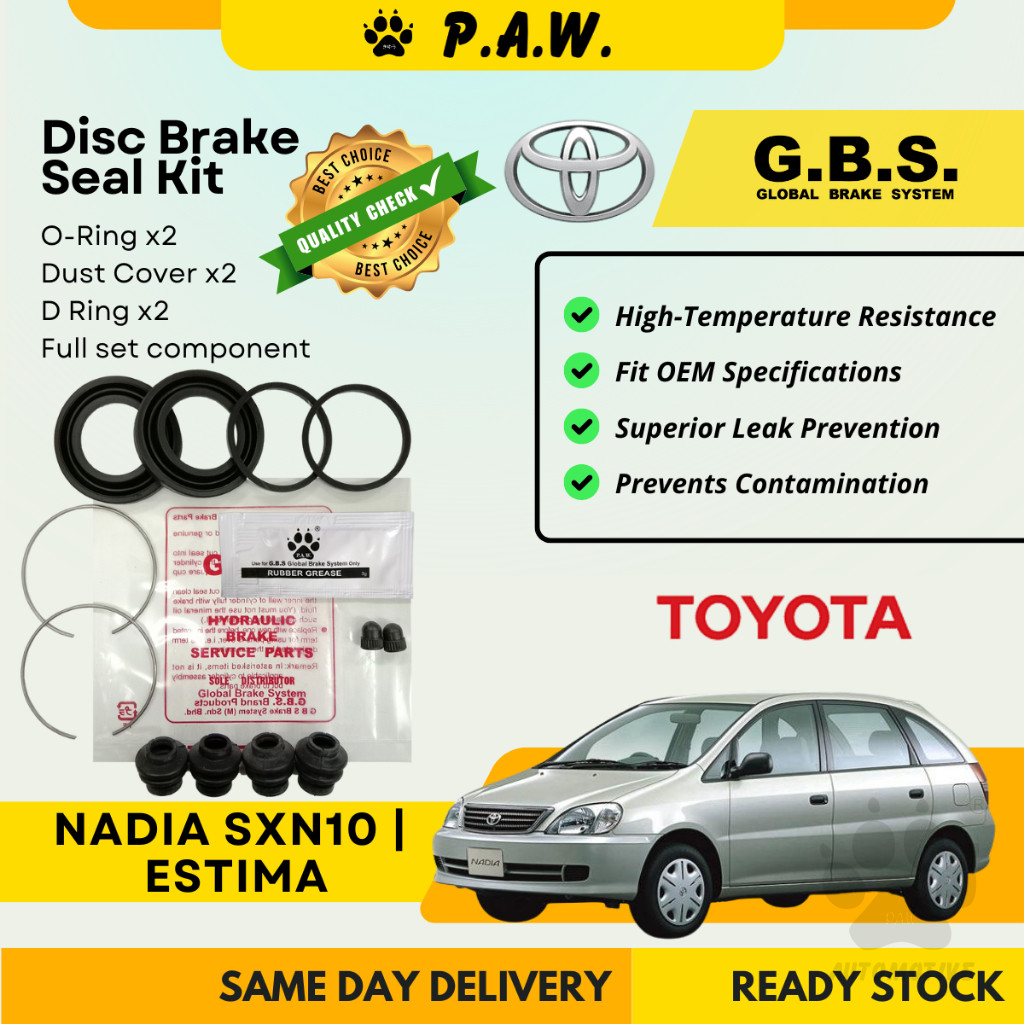 GBS Disc Brake Seal Kit For TOYOTA ESTIMA ACR30, NADIA SXN10, ESTIMA MCR30 (Rear) (Full Set)