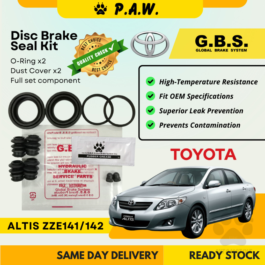 GBS Disc Brake Seal Kit For TOYOTA ALTIS ZZE141/142 (Rear) (Full Set)