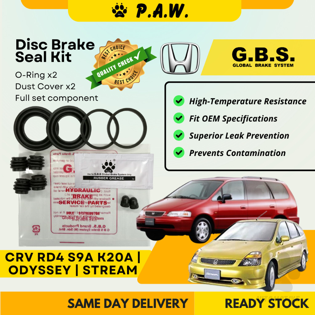 GBS Disc Brake Seal Kit For Honda CRV TOA/S9A 2.0, Odyssey RA/RB, Stream RN 1.8/2.0 Rear (Full Set)