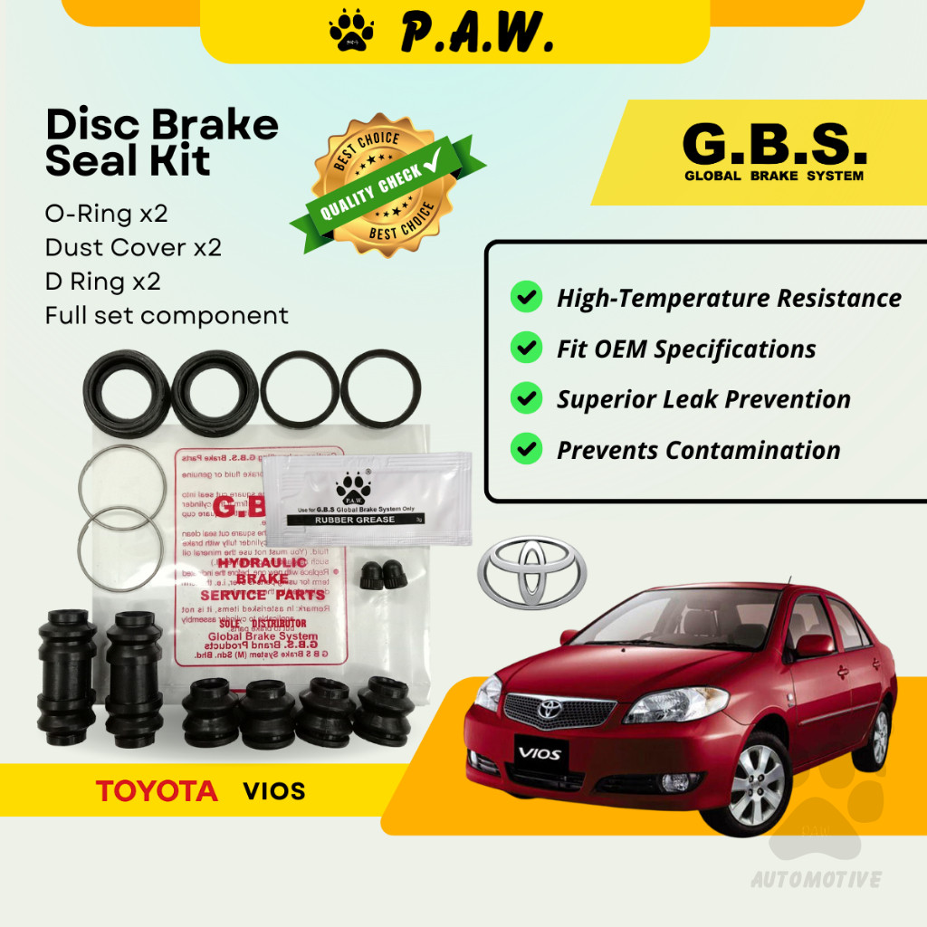 GBS Disc Brake Seal Kit For TOYOTA VIOS NCP42 (Rear) (Full Set)