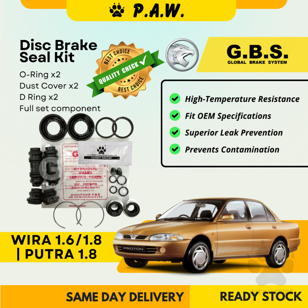 GBS Disc Brake Seal Kit For PROTON WIRA 1.6 1.8 (Rear) (Full Set)
