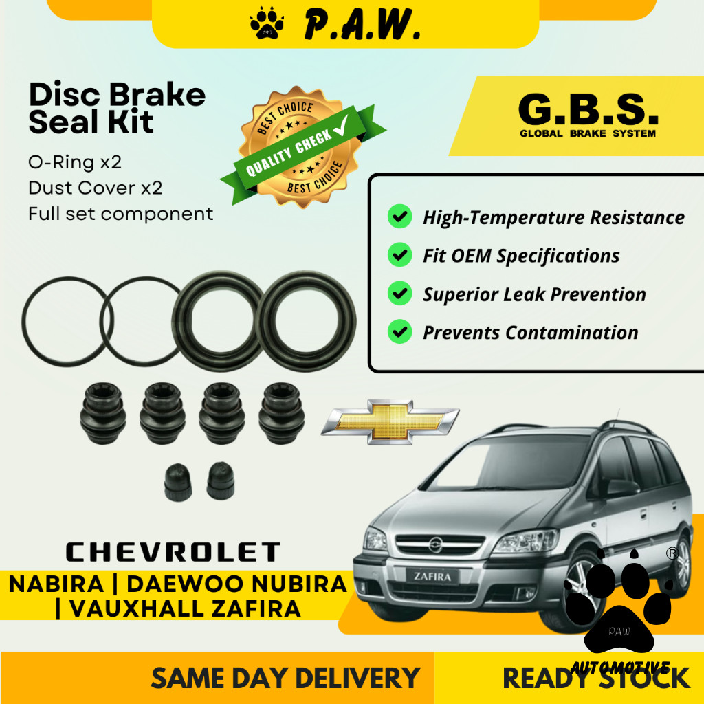 GBS Disc Brake Seal Kit For CHEVROLET NABIRA,DAEWOO NUBIRA,VAUHALL ZAFIRA (Front) (Full Set)
