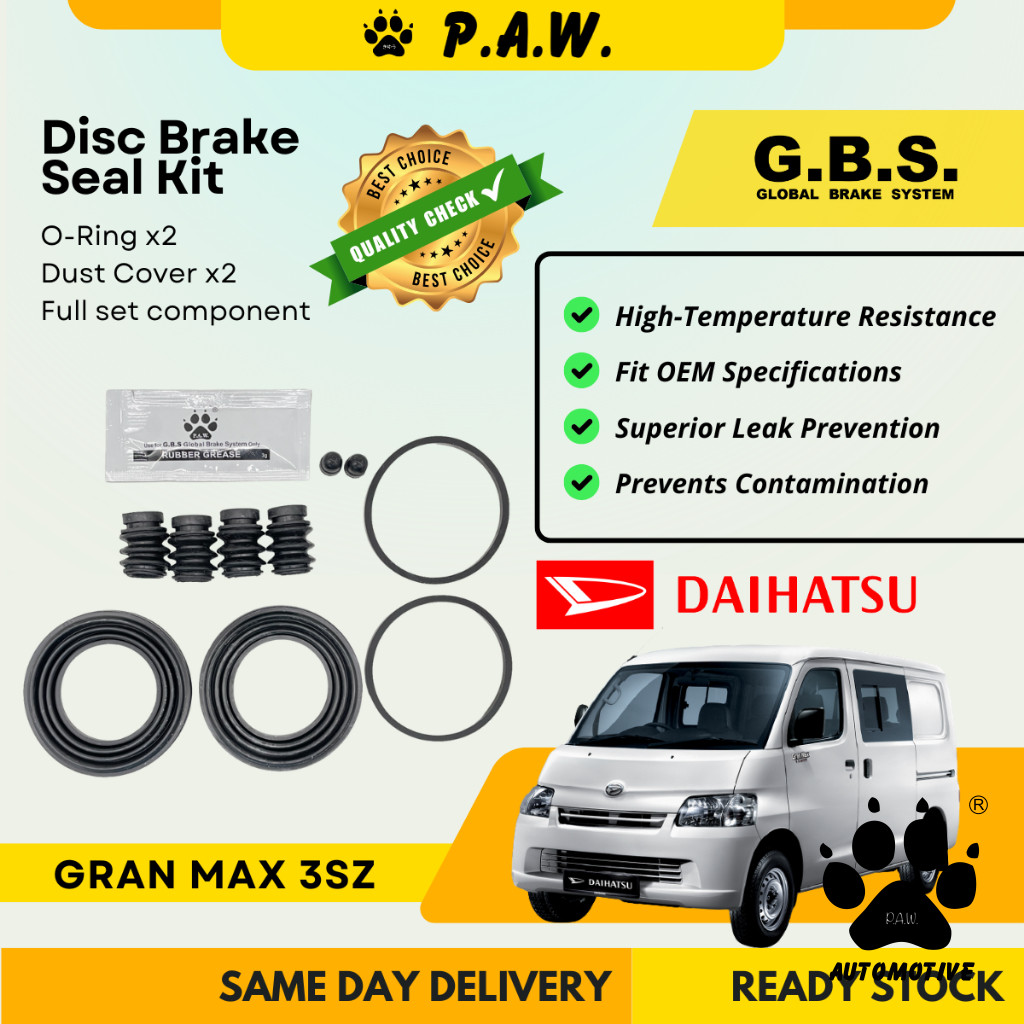 GBS Disc Brake Seal Kit For Daihatsu Gran Max 3SZ 1.5 2007 (Front) (Full Set)