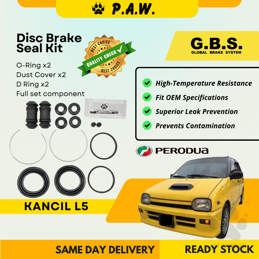 GBS Disc Brake Seal Kit For PERODUA KANCIL L5 (Front) (Full Set)
