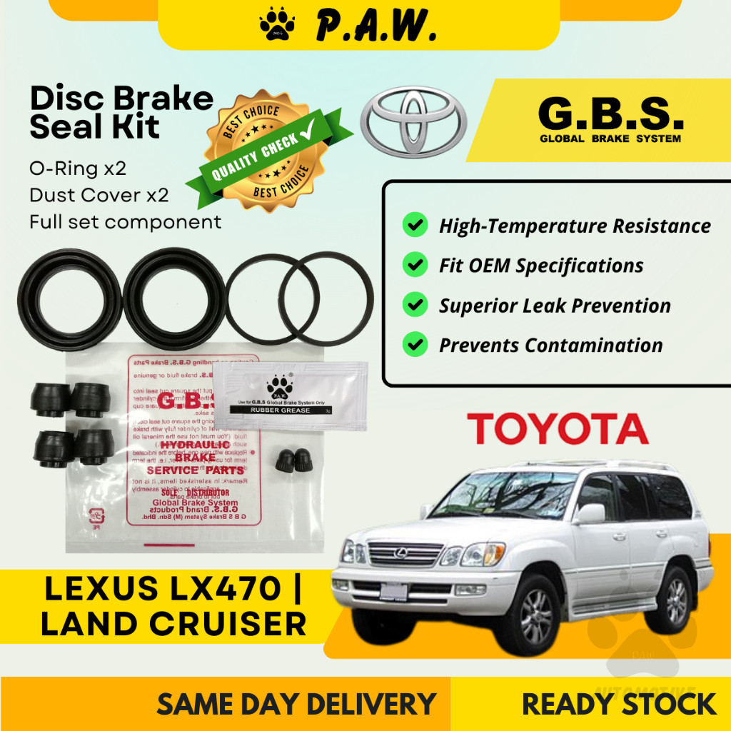GBS Disc Brake Seal Kit For Toyota Land Cruiser UZJ100 HDJ100 HDJ101 & Lexus LX470 (Rear) (Full Set)
