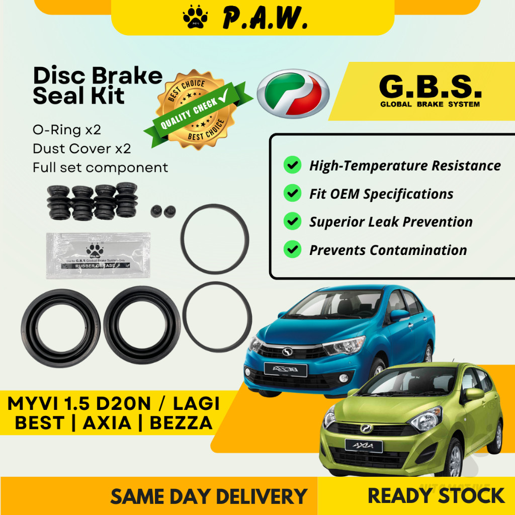GBS Disc Brake Seal Kit For PERODUA MYVI Lagi Best 1.5 D20N Aixa Bezza (Front) (Full Set)