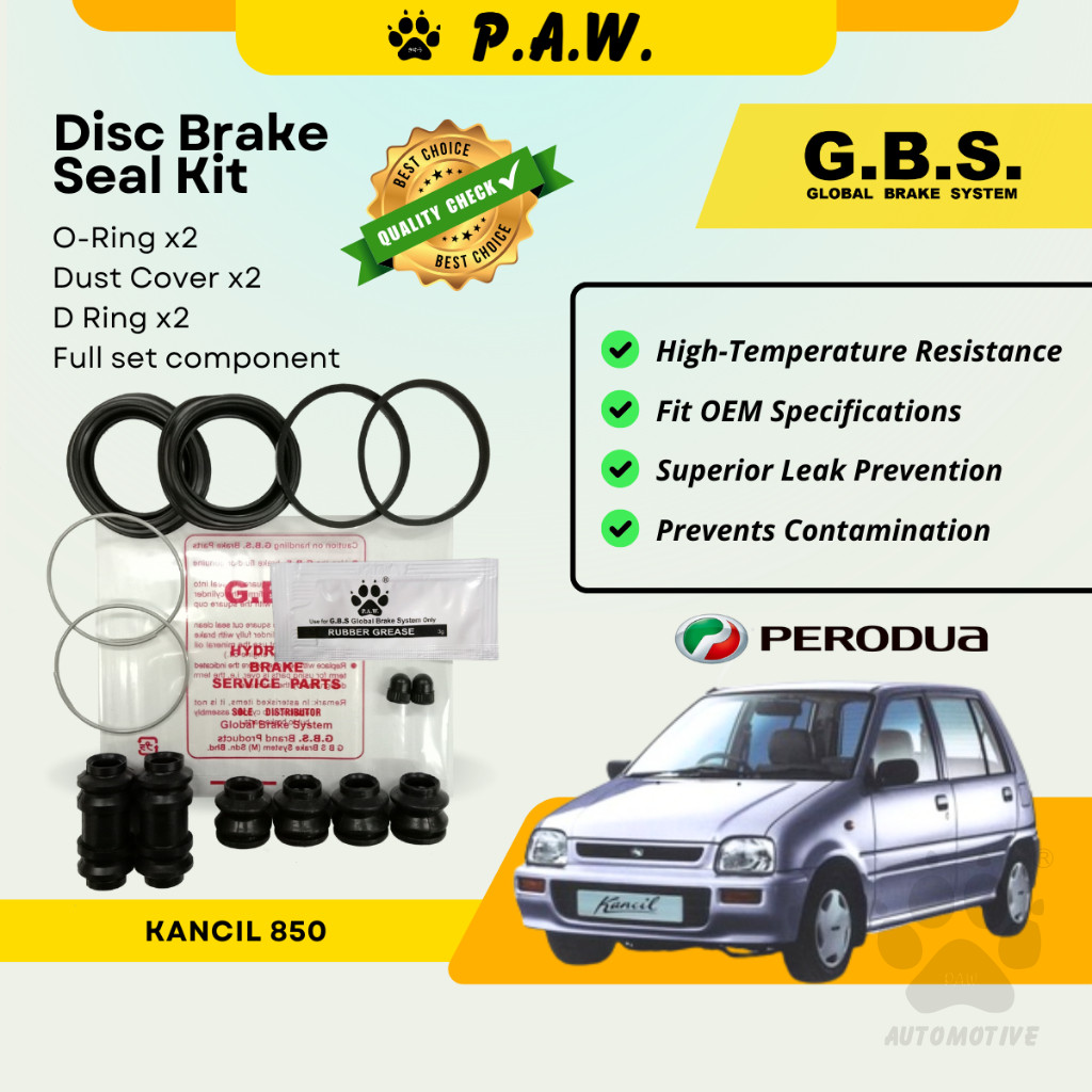 GBS Disc Brake Seal Kit For PERODUA KANCIL 850 (Front) (Full Set)