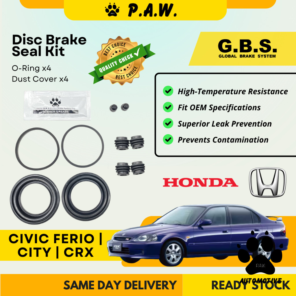 GBS Disc Brake Seal Kit For Civic SH3/SH4/SR4, Civic Ferio EG7/EG8, City GA1 (Front) (Full Set)