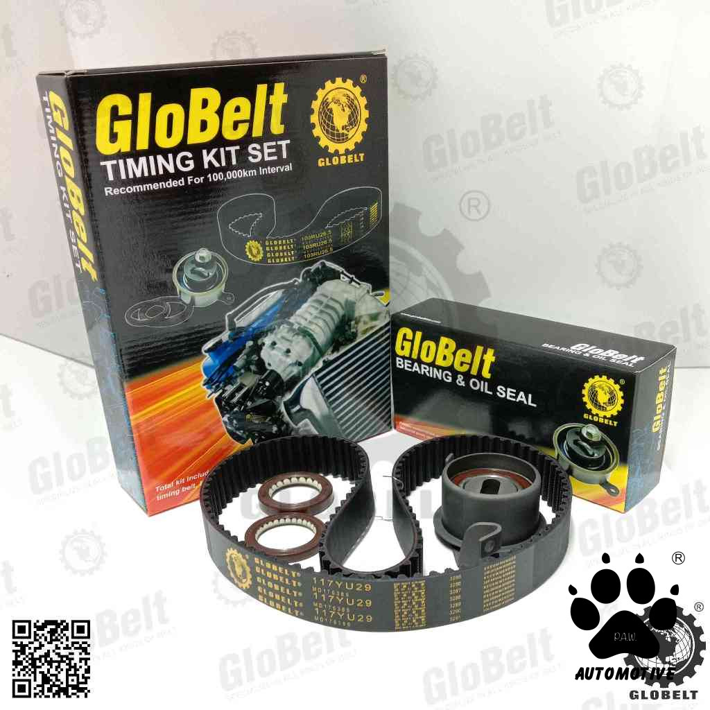 Globelt Timing Belt Kit Set For Proton Satria 1.6L (M24/ C98) 1996 ,Wira 1.6 (MC41/ M44/ C98) 1993 (117YU29 )