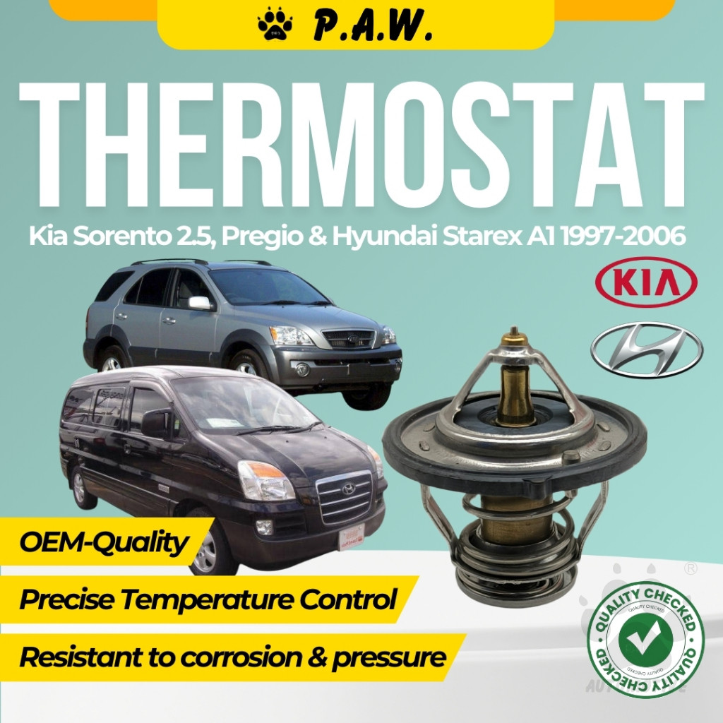 Thermostat for Kia Sorento 2.5, Pregio & Hyundai Starex A1 1997-2006 82°C (With Oring)