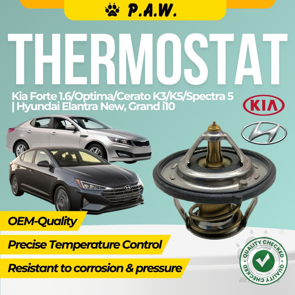 Thermostat for Kia Forte 1.6, Optima, Cerato K3/K5, Spectra 5 & Hyundai Elantra New, Grand i10 82°C (With Oring)