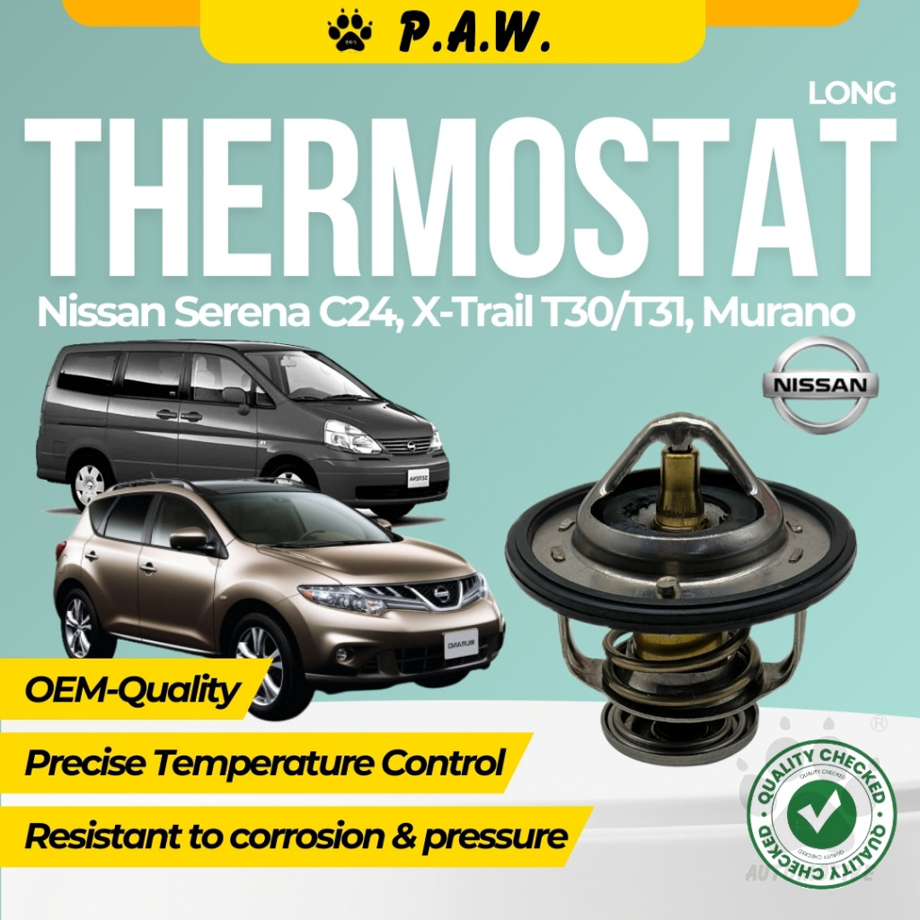 Thermostat (LONG) for Nissan Serena C24, X-Trail T30/T31, Murano 82°C (With Oring)