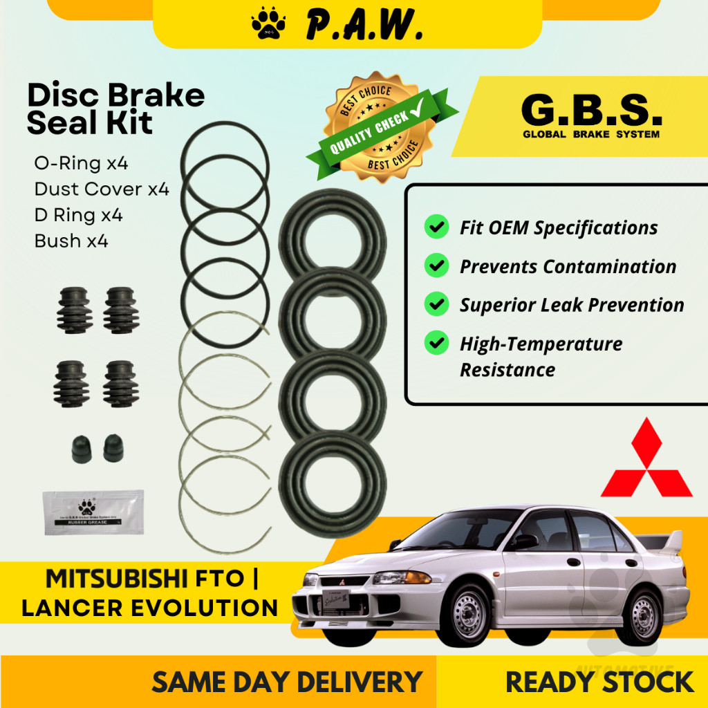 GBS Disc Brake Seal Kit For MITSUBISHI EVO 2 3 LANCER EVOLUTION, CE9A, FTO (Front) (Full Set)