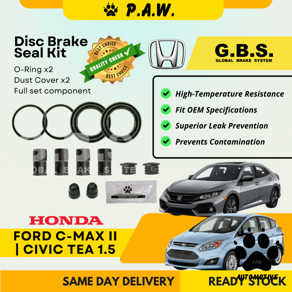 GBS Disc Brake Seal Kit for FORD C-MAX II 2010~2014, HONDA CIVIC 1.5 TEA (Rear) (Full Set)