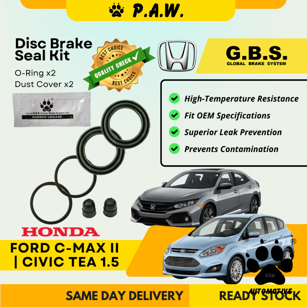 GBS Disc Brake Seal Kit for FORD C-MAX II 2010~2014, HONDA CIVIC 1.5 TEA (Rear) (Half Set)
