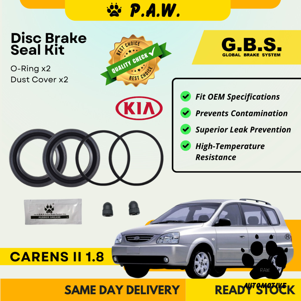 GBS Disc Brake Seal Kit for Kia Carens II 1.8 2003 (Front) (Half Set)