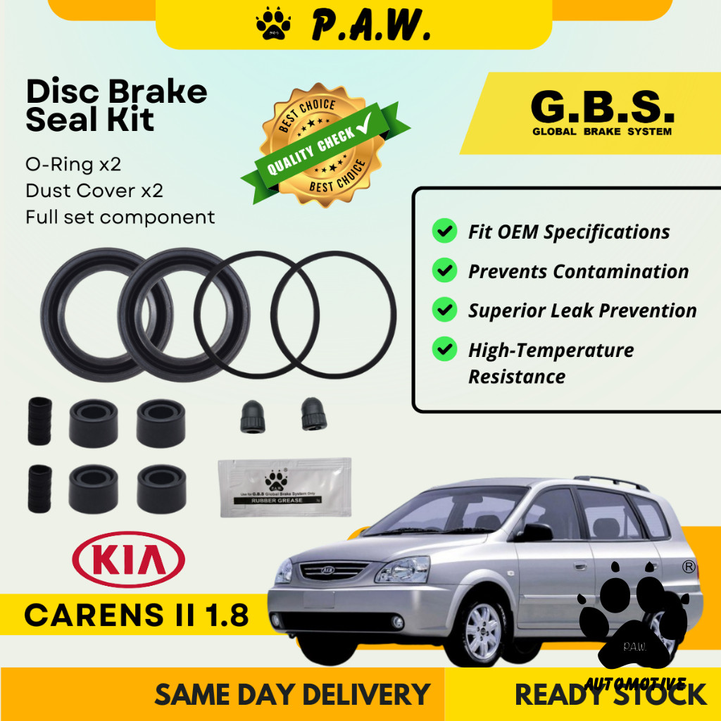 GBS Disc Brake Seal Kit for Kia Carens II 1.8 2003 (Front) (Full Set)