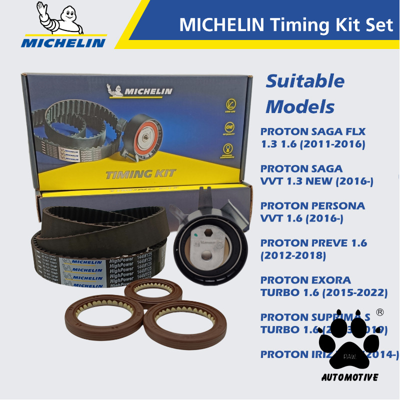 MICHELIN Proton Saga FLX, Saga VVT New Model, PersonaVVT, Exora Turbo, Preve, Suprima S, Iriz Timing Kit Set 144MY25N
