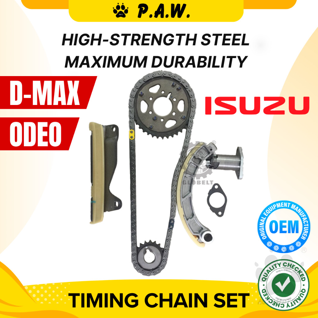 88 D-Max TFR TFS 3.0 DITD, Isuzu Rodeo 2.5 3.0 4JJ1 Old (Adjuster-No Hole) GloBelt Timing Chain Set