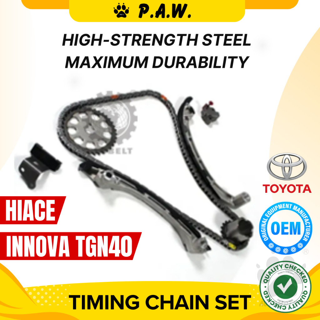 120S Toyota Innova TGN40, Hiace TRH213 1TRFE Chain (TO34B) GloBelt Timing Chain Set