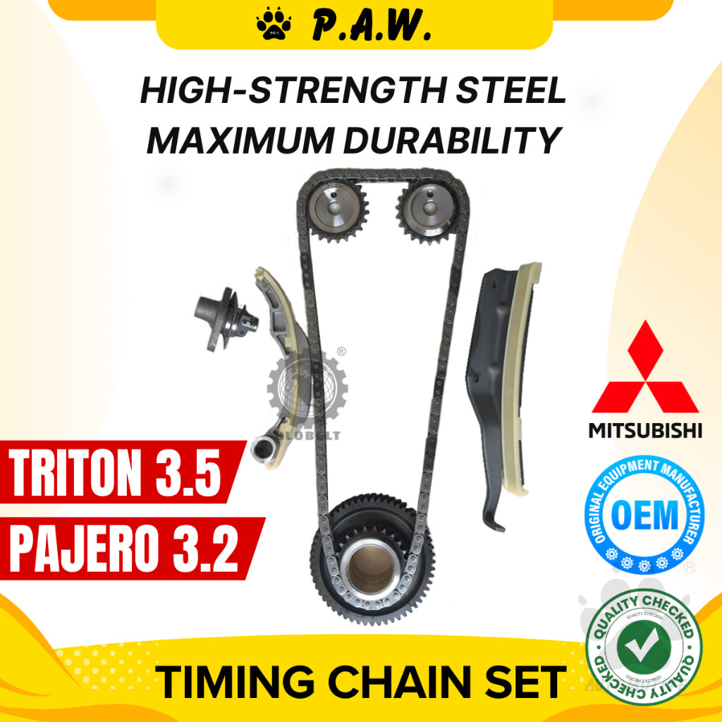 110S Mitsubishi Pajero 3.2 4M41, Triton 3.5-T V68W V78W Diesel Chain (7/Set) (MI308/MIT137) GloBelt Timing Chain Set