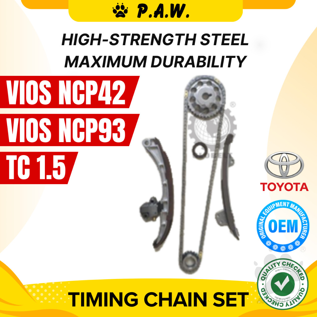124S Toyota Vios 1NZ-FE/FXE NCP42 2002-2007, NCP93 2007-2013 1.5 TC Chain GloBelt Timing Chain Set