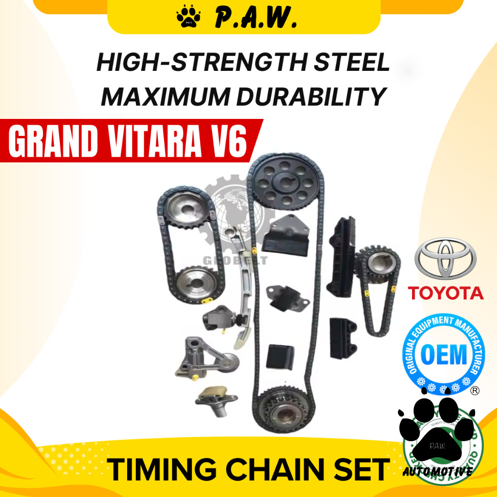 174D/56D/54D Suzuki Grand Vitara V6 H20A H25A H27A Chain (17/Set) (SZ102) GloBelt Timing Chain Set