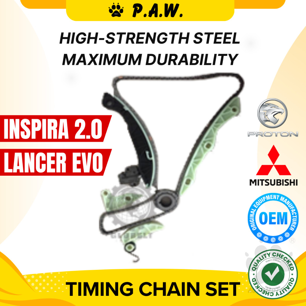 180/76L Proton Inspira 2.0, Mitsubishi Lancer Evo 4B10 4B11 Chain (8/Set) GloBelt Timing Chain Set