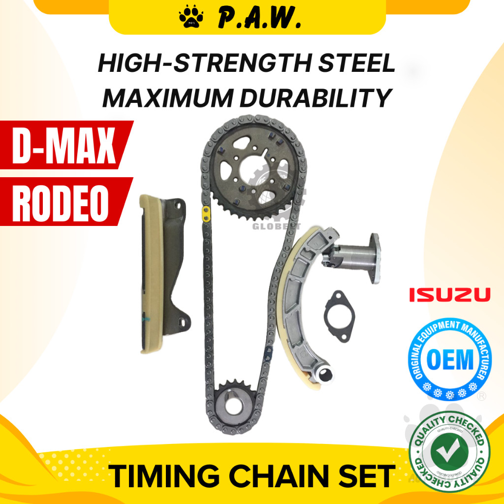 88 Isuzu D-Max ITEQ TFR TFS 2.5 CRDI, Rodeo 2.5 3.0 4JK1 New (Adjuster-Hole) Chain (6/Set) GloBelt Timing Chain Set