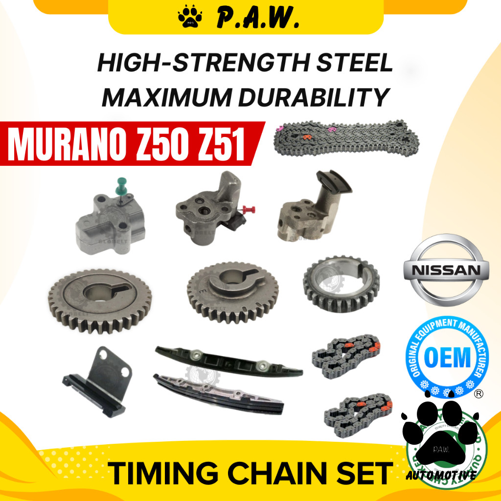196/66/66 Nissan Murano Z50 Z51 3.5 VQ35DE 2003-2007 (Chain-Key Sharp) (12/Set) (Full Set) GloBelt Timing Chain Set