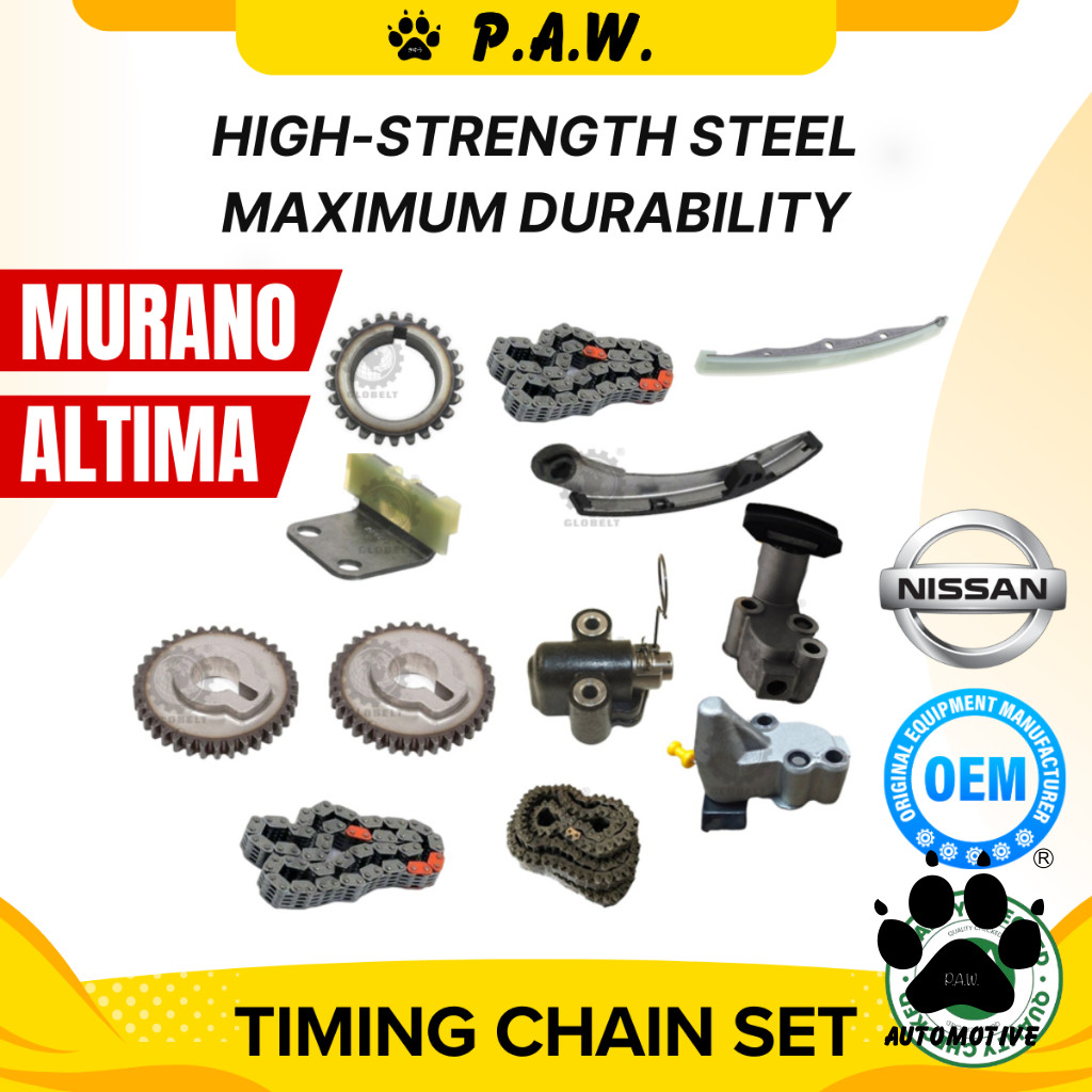 196/66/66 Nissan Murano Z50 Z51 V6 Altima VQ35DE 2008-2014 Chain (Full Set) GloBelt Timing Chain Set