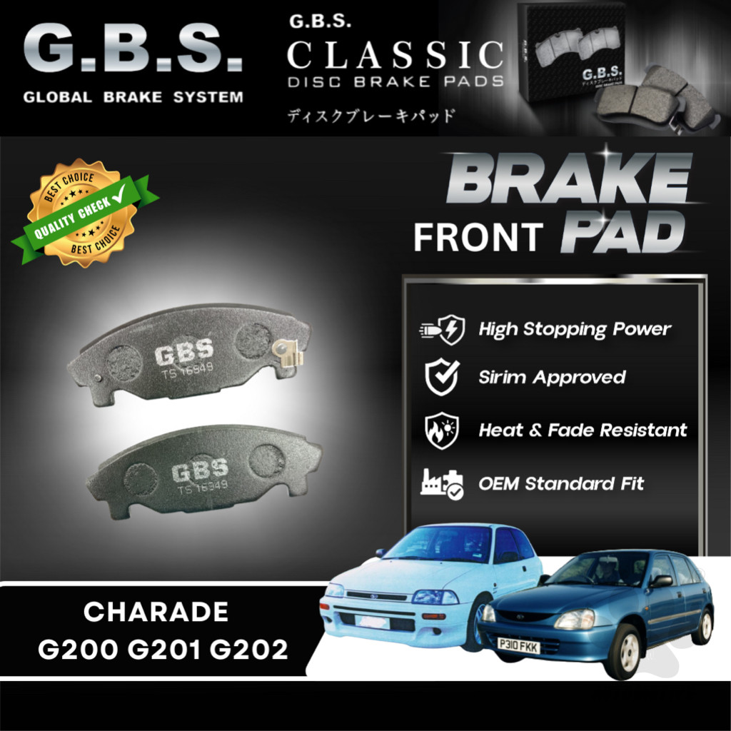DAIHATSU CHARADE ESPRI G200 , G202 1.3 , PYZAR Front GBS Classic Brake Pad Brek Depan