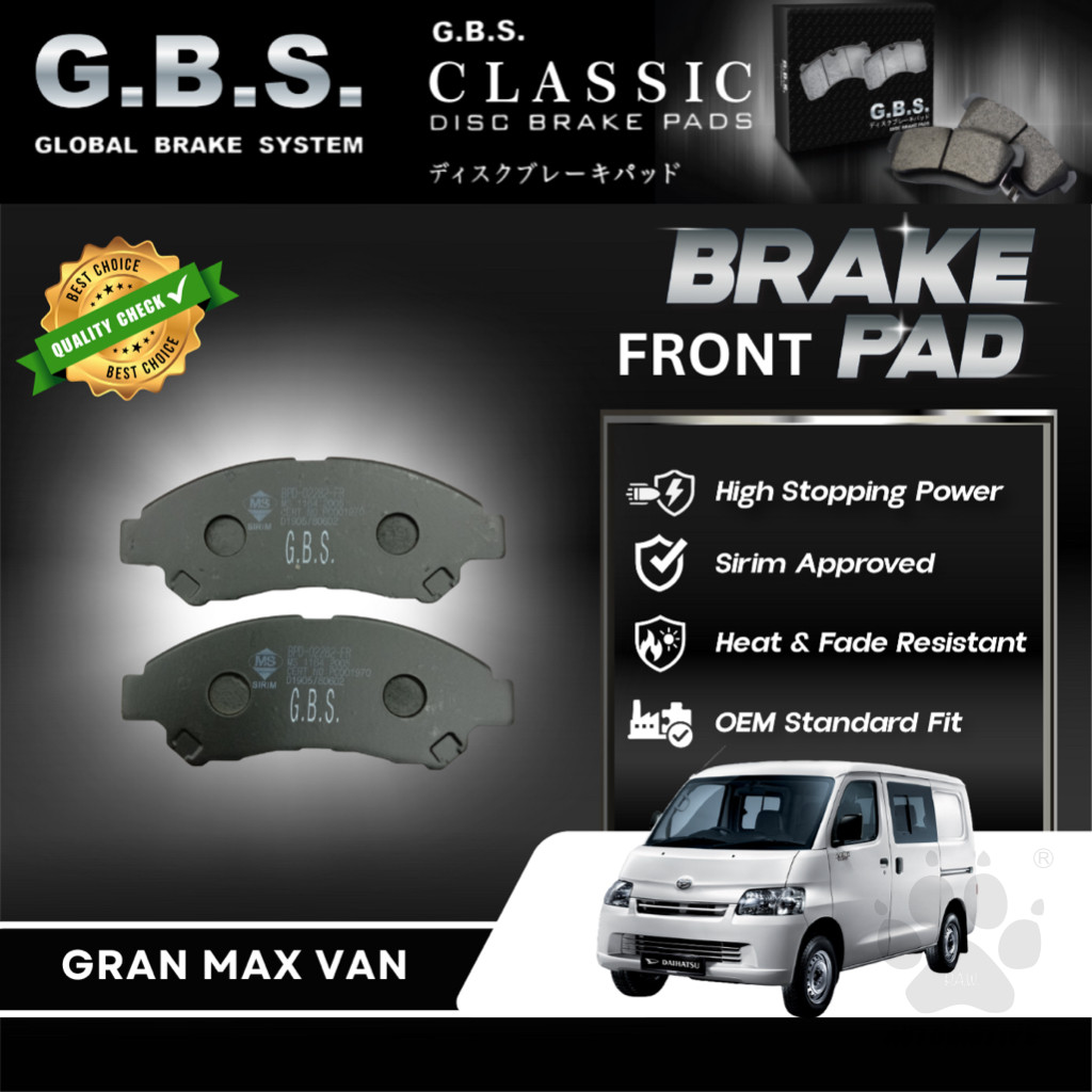 GRAND MAX GRANMAX LUXIO Front GBS Classic Brake Pad Brek Depan