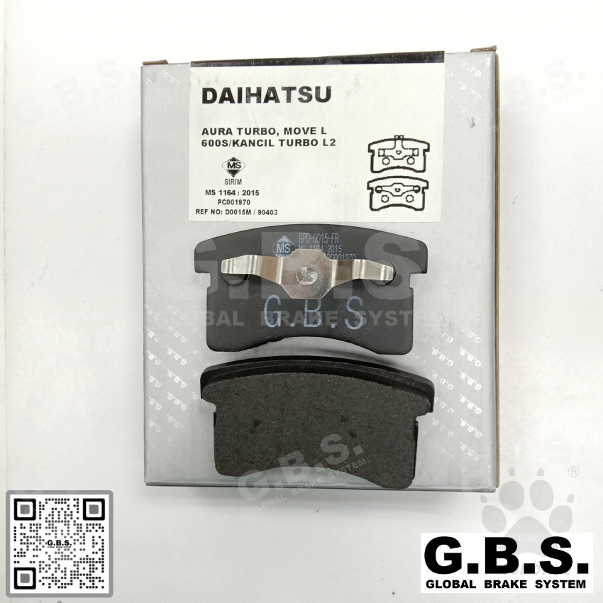 Second image of DAIHATSU AURA TURBO MOVE L600S L500 PERODUA KANCIL TURBO L200 MIRA L200/S660 Front GBS Classic Brake Pad Brek Depan