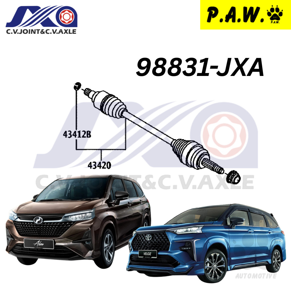 98831 JXA Drive Shaft (1pc) - Perodua Alza D27A 1.5 2022- & Toyota Veloz W150 1.5 (Left - Short)