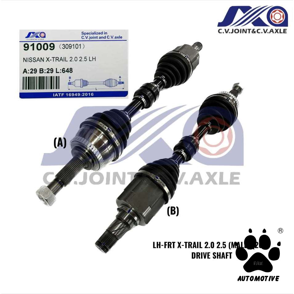 91009 JXA Drive Shaft - Nissan Murano TZ51 QR25DE 2.5 2WD, X-trail T30 2.5 (Left - Short)