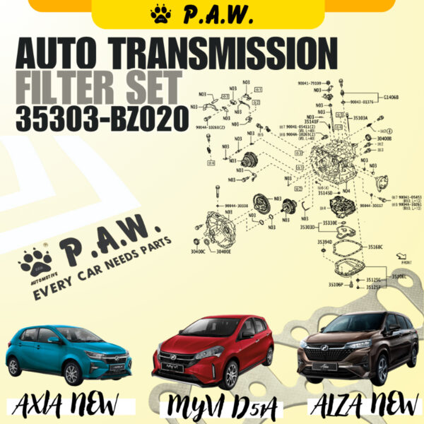 Second image of 35303-BZ020 (SET) PAW Auto Transmission Filter Set - Axia NEW, Myvi CVT, Alza NEW & Vios NGC102