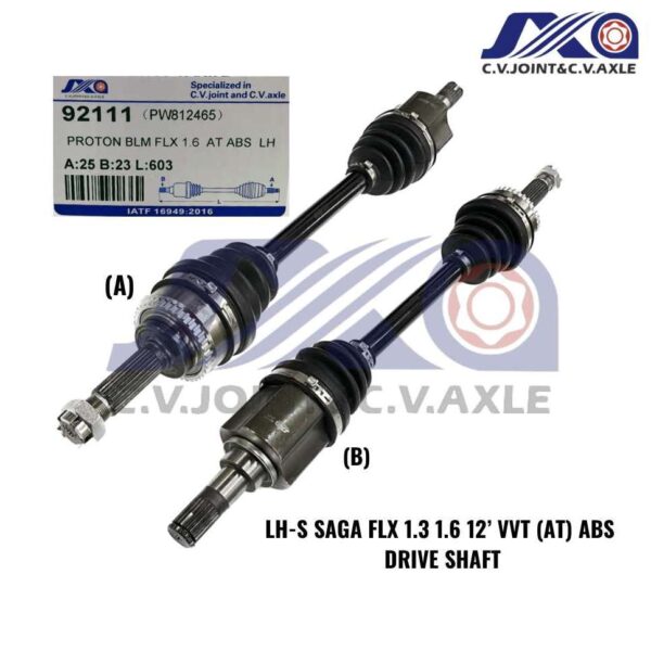 92111 JXA Drive Shaft (1pc) - Proton Saga FLX 1.3 / 1.6, Saga VVT 1.3 2016-2019 (AUTO) (Left - Short)