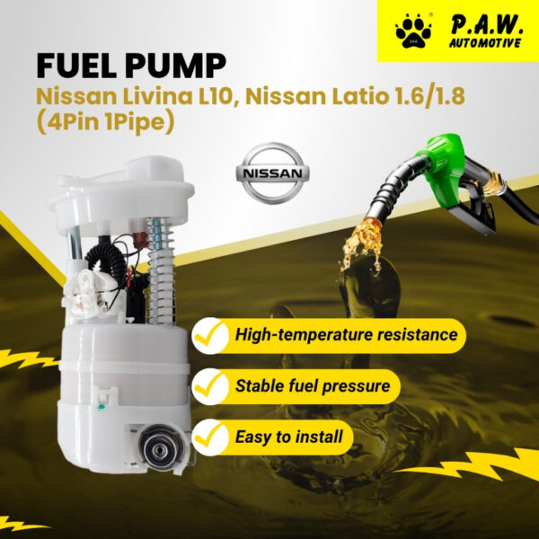 17040-EE50A PAW Fuel Pump - Nissan Livina L10 1.6/ 1.8, Latio C11 1.6/ 1.8 (4 PIN-1 Pipe) (17040-EE50A)