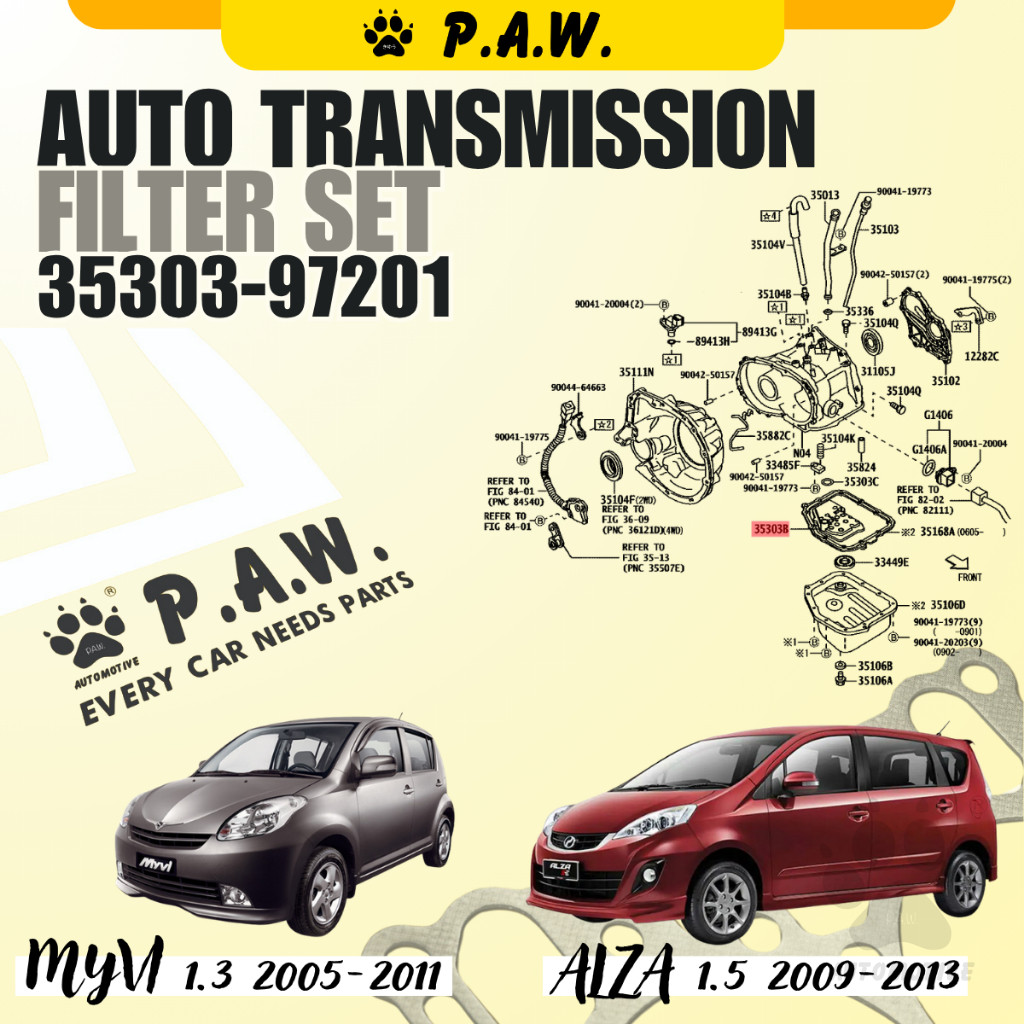 Second image of 35303-97201 (SET) PAW Auto Transmission Filter Set - Perodua Myvi 1.3 2005-2011, Alza 1.5 2009-2014