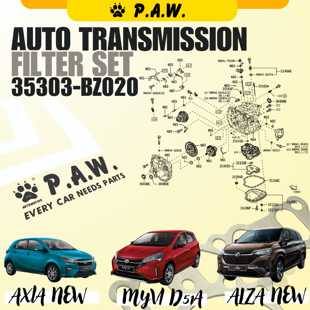 Second image of 35303-BZ020 (SET) PAW Auto Transmission Filter Set - Axia NEW, Myvi CVT, Alza NEW & Vios NGC102