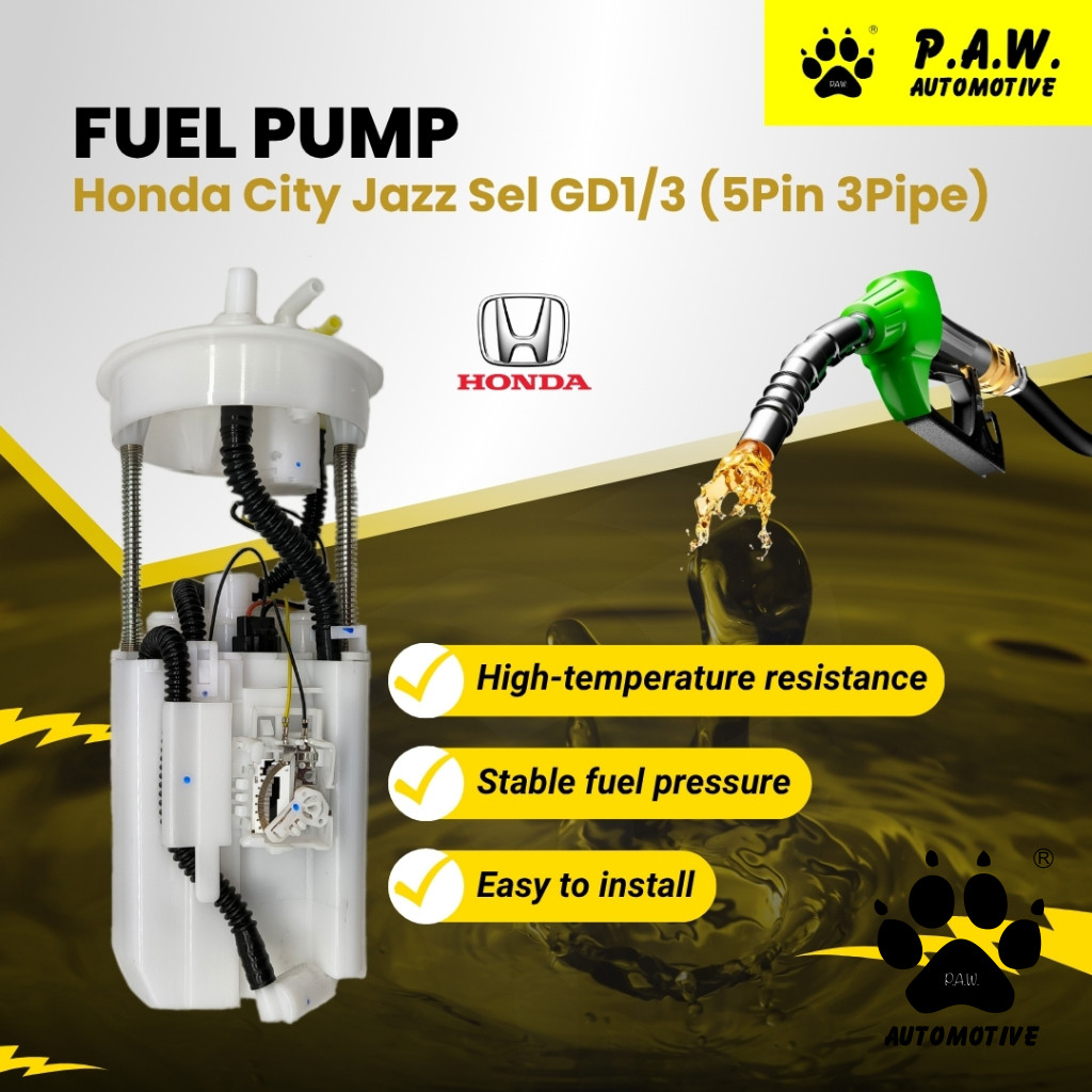 17708-SAA-003 PAW Fuel Pump - Honda Jazz GD1 GD3, City SEL (5 PIN) 2003-2008 (3 Pipe)