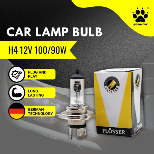 [FLOSSER] Halogen Bulb - H4 12V (100/ 90W) (60/ 55W) 62204 P43T Lampu Kereta