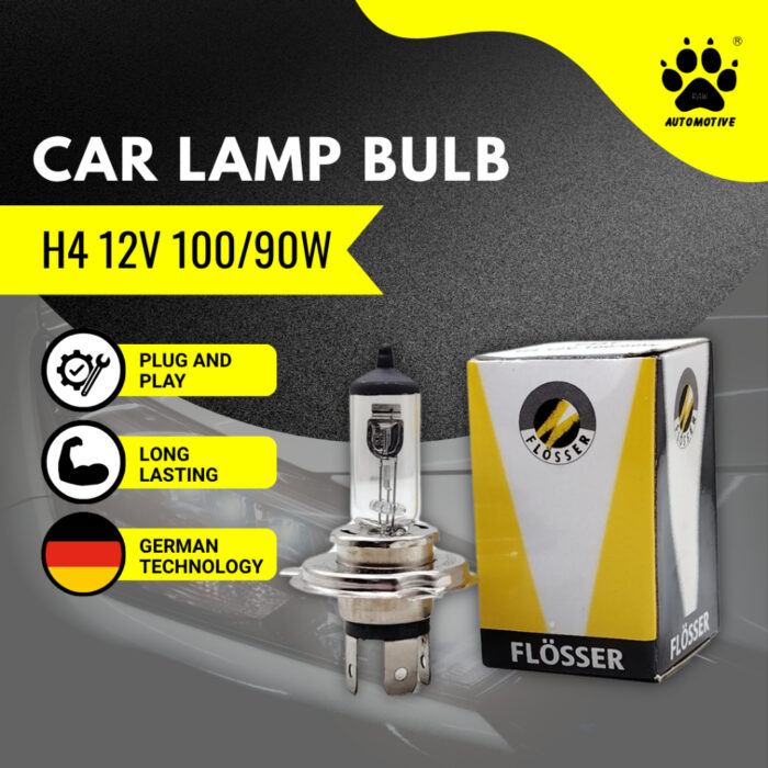 [FLOSSER] Halogen Bulb - H4 12V (100/ 90W) (60/ 55W) 62204 P43T Lampu Kereta