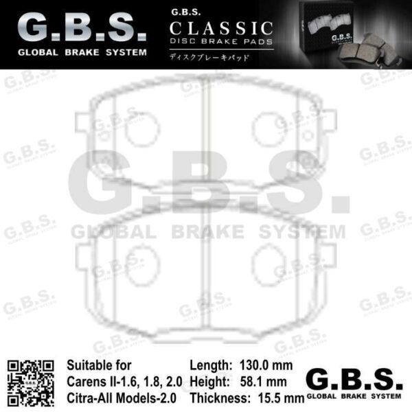 8015 GBS Brake Pad (FRONT) - Naza Citra 2.0 & Kia Forte TD 1.6/ 2.0, Carens FJ 2.0 & Hyundai i30