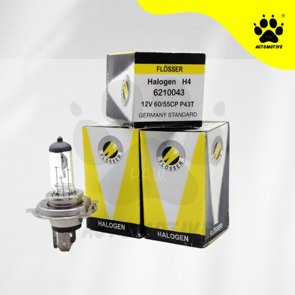 Second image of [FLOSSER] Halogen Bulb - H4 12V (100/ 90W) (60/ 55W) 62204 P43T Lampu Kereta