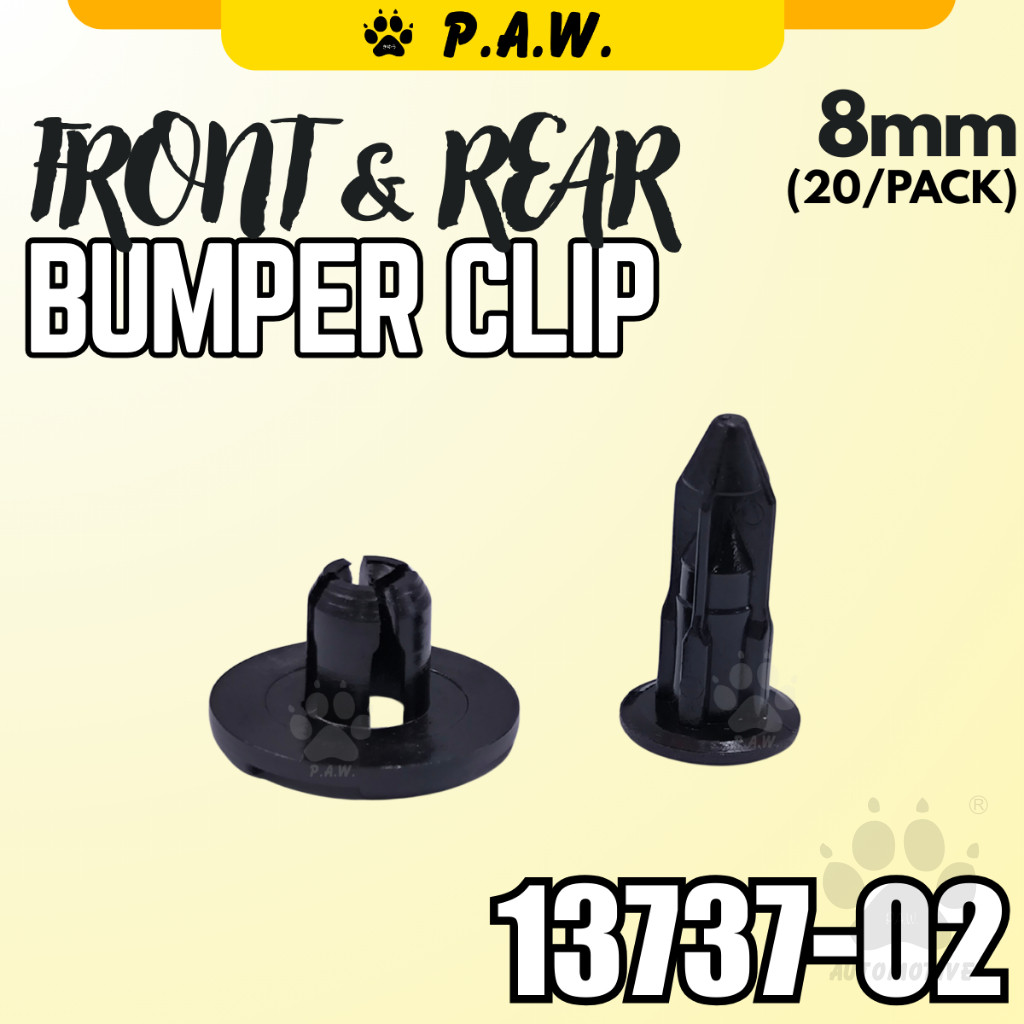 Second image of 13737-02 PAW FRONT & REAR Bumper Clip 8mm (20 /pack) Myvi Viva Alza Axia Bezza Ativa, Avanza F601