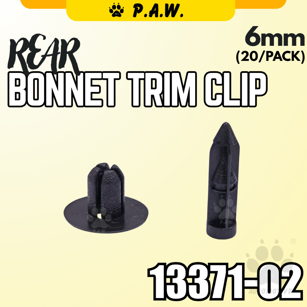 Second image of 13371-02 PAW REAR Bonnet Trim Clip 6mm (20 /Pack) Proton Saga Iswara, WIra, Satria